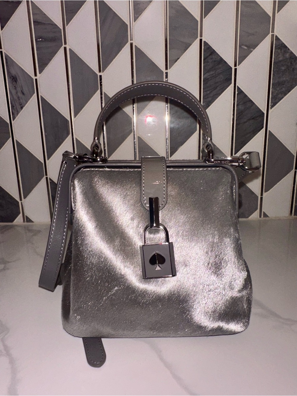 Kate Spade Remedy Silver Haircalf Top Handle Crossbody Bag